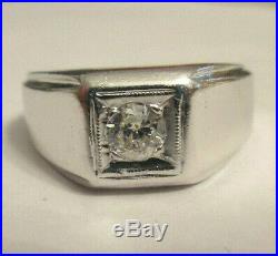 Vintage 14K Gold Diamond Men's Ring Diamond=. 40 Carat F-SI1 9.0 Grams Size 11
