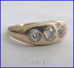 Vintage 14K Gold Diamond Men's Ring Old Mine Cut Dia=1.75 F-VS2 SI1 Value=$12K+