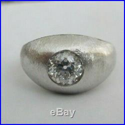 Vintage 14K Gold Diamond Men's Ring Old Mine Cut Diamond=1.25 F-SI1 Value=$14K+