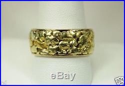 Vintage 14K Gold Mens Infinity Wedding Band Ring with Gold Nuggets Sz 11 c1970s