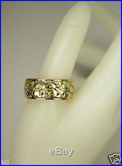 Vintage 14K Gold Mens Infinity Wedding Band Ring with Gold Nuggets Sz 11 c1970s