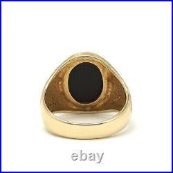 Vintage 14K Gold Oval Black Onyx Mens Ring