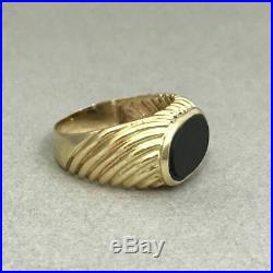 Vintage 14K Gold and Black Onyx Mens Ring Size 10.5