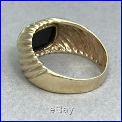 Vintage 14K Gold and Black Onyx Mens Ring Size 10.5