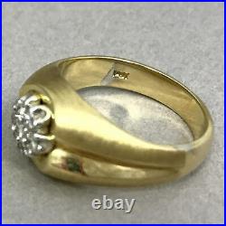 Vintage 14K Gold and Diamond Cluster Mens Ring Size 9.5