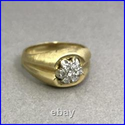Vintage 14K Gold and Diamond Cluster Mens Ring Size 9.5