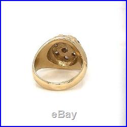 Vintage 14K Solid Yellow Gold 1.25 Ct Natural Diamond Mens Cluster Ring 15 Grams