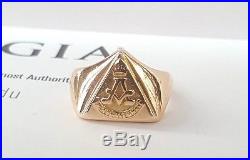 Vintage 14K Solid Yellow Gold Freemason Mens Pinky Ring Mors Vincit Omnia