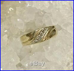Vintage 14K Solid Yellow Gold Fritz Rossier Mens Diamond Ring 6.1gr No Scrap