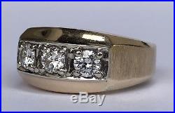 Vintage 14K Solid Yellow Gold Mens Vs-Si. 75ct Diamond Engagement Ring Sz 11.25