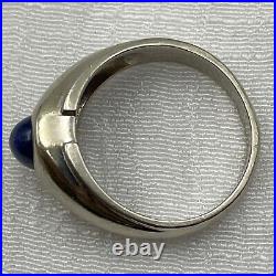 Vintage 14K White Gold 7 Grams TW Mens Ladies Blue Star Sapphire Ring Size 9
