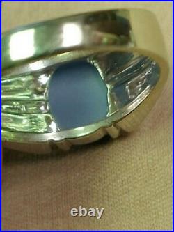Vintage 14K White Gold Blue Star Sapphire Ring Size 10.5
