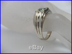 Vintage 14K White Gold Emerald Ring. 42 ct. Solitaire Size 9.5 Mens