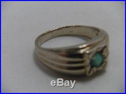 Vintage 14K White Gold Emerald Ring. 42 ct. Solitaire Size 9.5 Mens