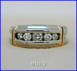 Vintage 14K White Gold Men's / Unisex 0.75 Ct Diamond Cluster Ring Size 8.5