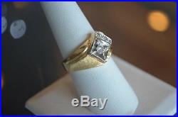 Vintage 14K White & Yellow Gold and Diamond Mid Century Style Men's Ring. 25 TCW