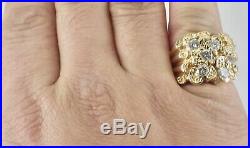 Vintage 14K Yellow Gold 1.25 CTTW Diamond Nugget Style Mens Ring Size 8 3/4