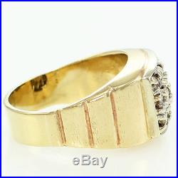 Vintage 14K Yellow Gold Mens 1 CT Natural DIAMOND CLUSTER RING 8.6 gr Size 9.25