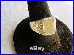 Vintage 14K Yellow Gold Mens Fancy Signet Ring Jewelry Size 10.5