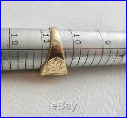 Vintage 14K Yellow Gold Mens Fancy Signet Ring Jewelry Size 10.5