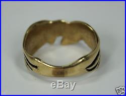 Vintage 14K Yellow Gold Mens Womens Unisex Ring 3-D Flying Eagle Figural Band