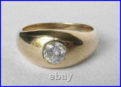 Vintage 14K Yellow Gold Over 1.00 CT Round Cut Moissanite Solitaire Pinky Ring