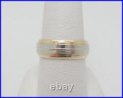 Vintage 14K Yellow & White Gold Mens Wedding Band Ring 7.6 MM Wide 8.9 Grams