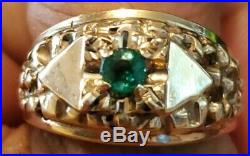 Vintage 14k 8.6 Grams Gold Mens Emerald Gold Nugget Ring