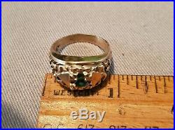 Vintage 14k 8.6 Grams Gold Mens Emerald Gold Nugget Ring