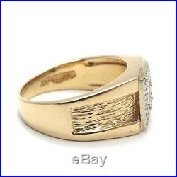 Vintage 14k Gold 1/3ctw Pavé Diamond Halo Mens Ring Size 9