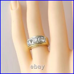 Vintage 14k Gold 1ctw Diamond 3 Stone Mens Pinky Ring
