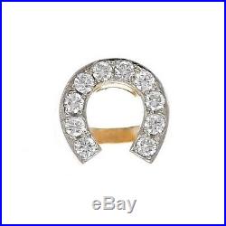 Vintage 14k Gold 2ctw Pavè Diamond Lucky Horseshoe Mens Ring & Appraisal Sz 12.5