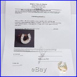 Vintage 14k Gold 2ctw Pavè Diamond Lucky Horseshoe Mens Ring & Appraisal Sz 12.5