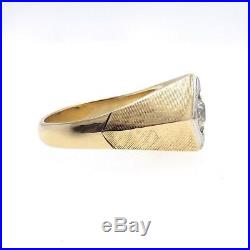 Vintage 14k Gold. 65ct Old European Cut Diamond Mens Ring Sz 10.5