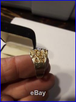 Vintage 14k Gold Diamond Nugget Heavy 12.8g Freeform Mens sz 8 Pinky Ring