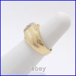 Vintage 14k Gold Diamond Solitaire Mens Unisex Pinky Ring