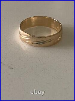 Vintage 14k Gold Etched Men's Ring 4.31g Size 10.5 Marked