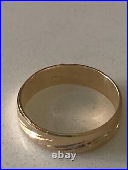 Vintage 14k Gold Etched Men's Ring 4.31g Size 10.5 Marked