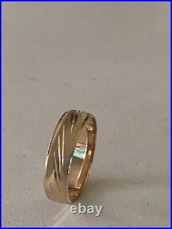 Vintage 14k Gold Etched Men's Ring 4.31g Size 10.5 Marked