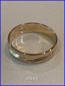 Vintage 14k Gold Etched Men's Ring 4.31g Size 10.5 Marked