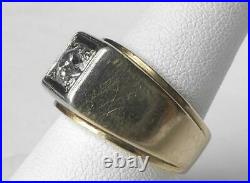 Vintage 14k Gold Mens 1.05Ct Old European Diamond Solitaire Ring Sz 8.25 11.2 gr