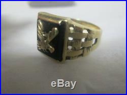 Vintage 14k Gold Mens Ring Onyx Eagle 7 grams