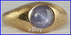 Vintage 14k Gold Mens Womens Natural Star Sapphire Ring