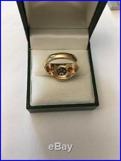 Vintage 14k Gold Platinum Diamond Mens Ring