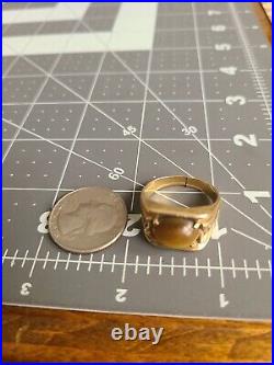Vintage 14k Gold Tigers Eye Mens Ring Sz 10 For Repair 8g Cut