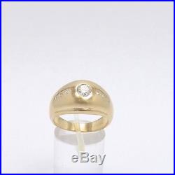 Vintage 14k Gold Unisex Men's. 60ctw European Cut Diamond Gypsy Ring Sz 8.75