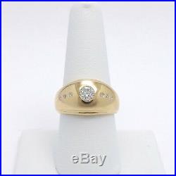 Vintage 14k Gold Unisex Men's. 60ctw European Cut Diamond Gypsy Ring Sz 8.75