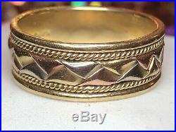 Vintage 14k Gold Wedding Band Men's Tricolor Rose Yellow White Gold Signed