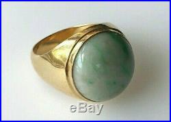 Vintage 14k Solid Gold Jadeite Men's Ring Fine, Hallmarked 12g
