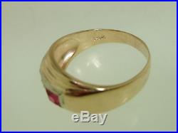 Vintage 14k Solid Gold Sparkling Diamond & Topaz Classic Men's Ring! Sz 9 1/2